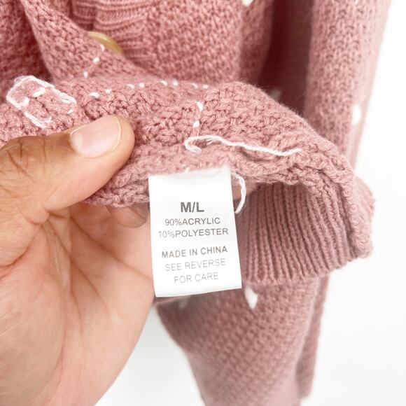 LexBrown Womens Oversized Button Front Knit Cardigan Sweater Size M/L Mauve - Picture 4 of 7